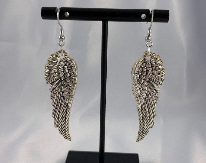 Silver Angel Wing Dangle Earrings