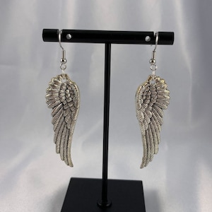 Silver Angel Wing Dangle Earrings, Dangle Earrings, Silver Earrings, Gifts for her, Presents for her, Earrings under 25, Statement Earrings
