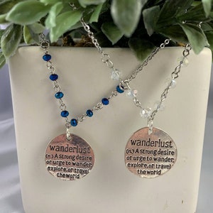 Wanderlust Silver Pendant Necklace, Wanderlust, Layering Necklace, Layering, Gifts for her, Presents for her, Crystal Necklace, Monogram