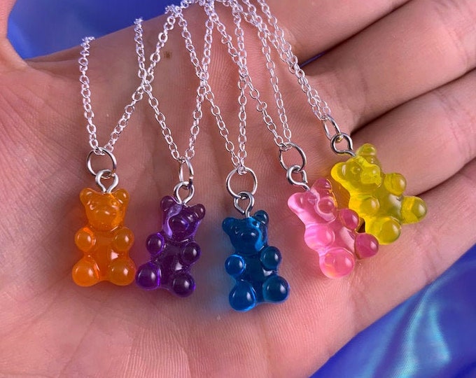 Assorted Resin Gummy Bear Pendant Necklace