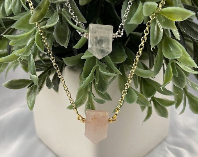 Rose Quartz Crystal Pendant Necklace