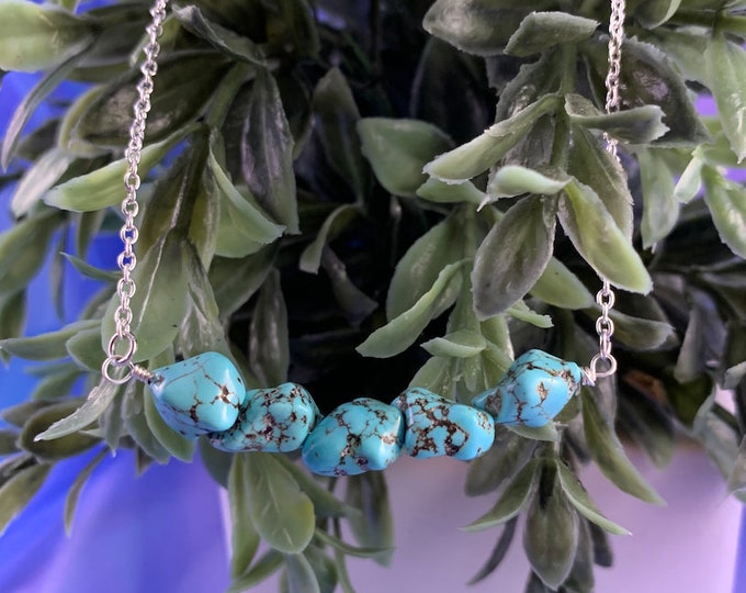 Turquoise Howlite Stone Silver Necklace