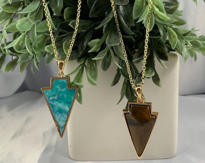 Tigers Eye or Turquoise Arrow Necklace