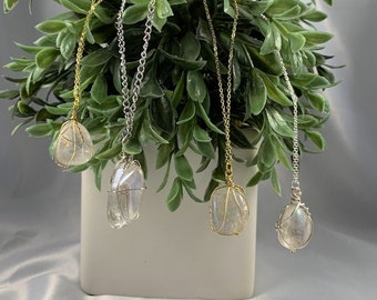 Engel Aura Quarz Halskette, Kristall Halskette, Schichtung Halskette, Gold Halskette, Silber Halskette, Engel Aura Quarz, Heilung Kristall, Kristall