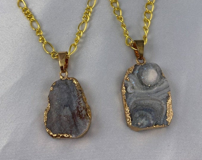 Gold Plated Geode Pendant Necklace