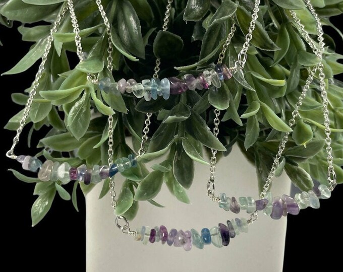 Rainbow Fluorite Crystal Necklace