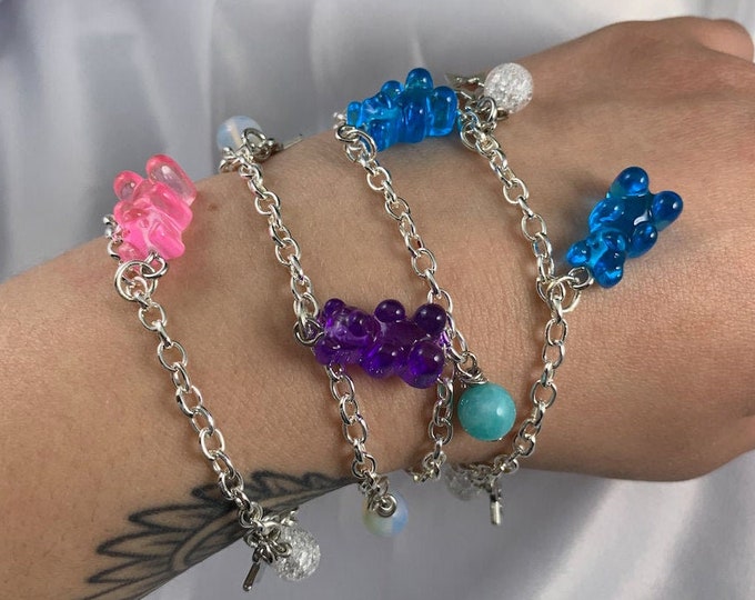 Gummy Bear Silver Charm Bracelet