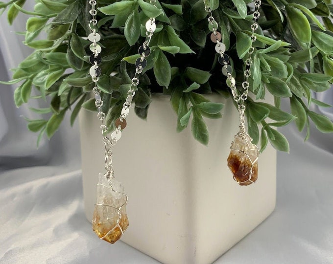 Citrine Crystal Silver Plated Necklace