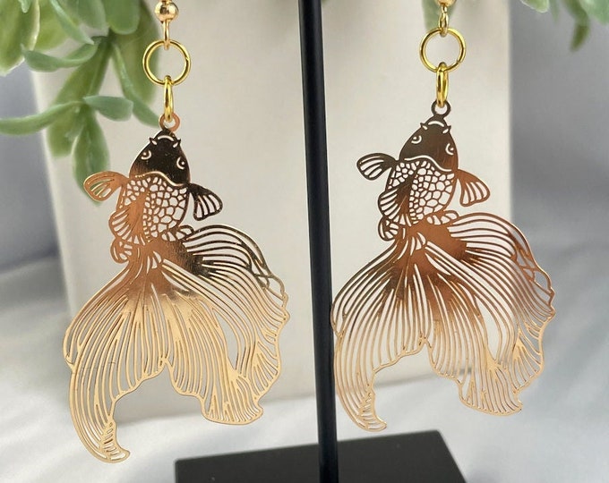 Goldfish Brass Earrings