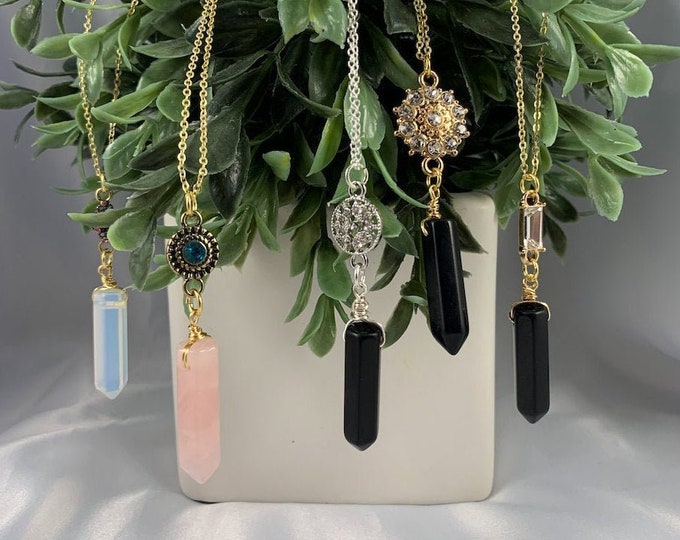 Crystal Healing Point with Charm Necklace