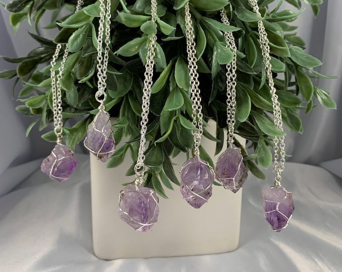 Amethyst Crystal Point Silver Necklace
