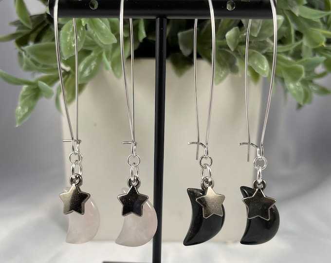 Crystal Moon & Stars Dangle Earrings