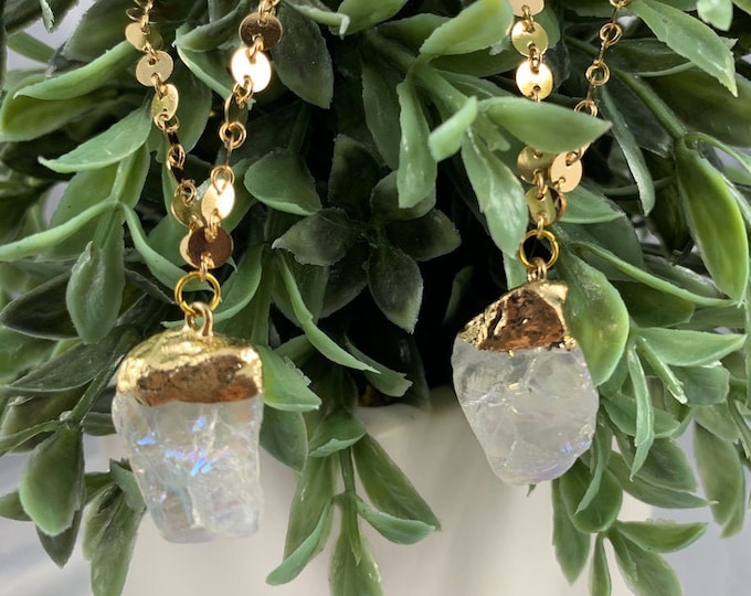 Angel Aura Quartz 14k Gold Plated Necklace