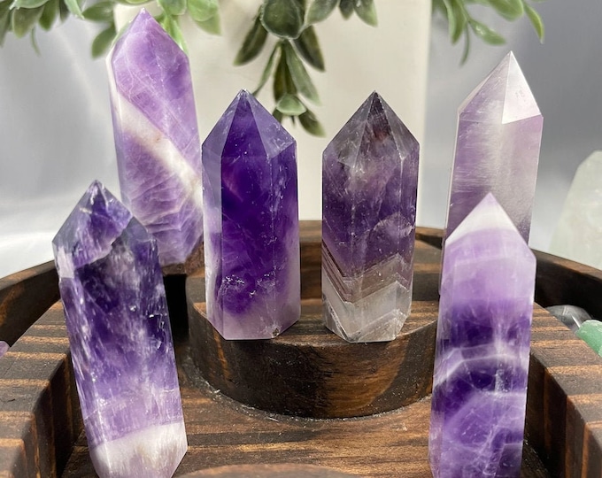 Chevron Amethyst Crystal Tower