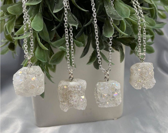 White Druzy Crystal Quartz Necklace