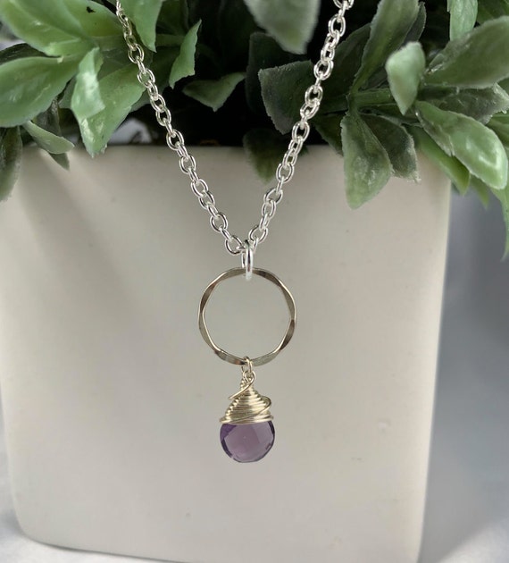 Faceted Amethyst Crystal Necklace, Amethyst, Amethyst Crystal, Crystal Necklace, Layering Necklace,Handmade Jewelry,Necklace,Silver Necklace