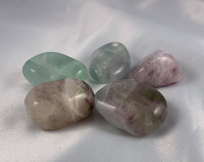 Natural Grade A Large Tumbled Rainbow Fluorite