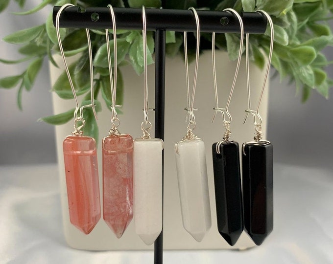 Assorted Crystal Point Silver Earrings