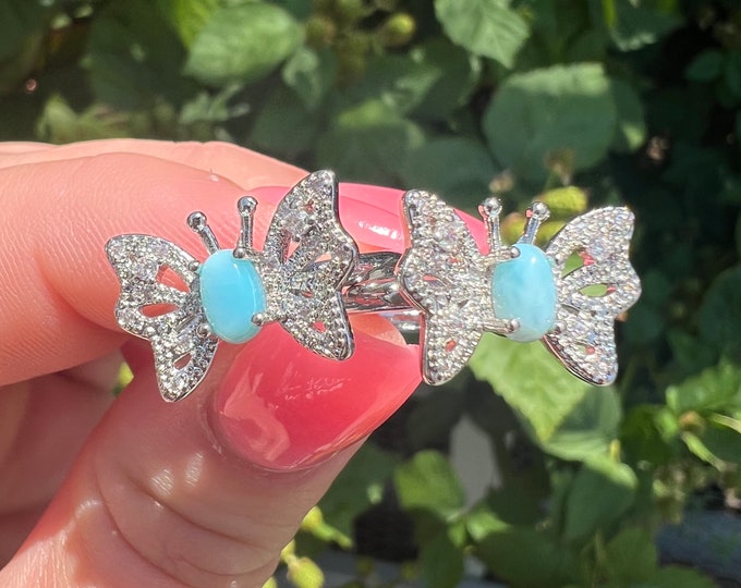 Larimar Butterfly Adjustable Ring