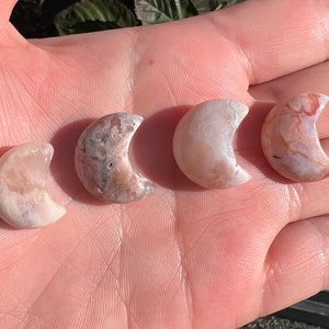 Mini Flower Agate Crystal Moon, Flower Agate, Moon, Crystal, Metaphysical Crystal, Citrine Crystal, Carved Crystal, Healing Crystal