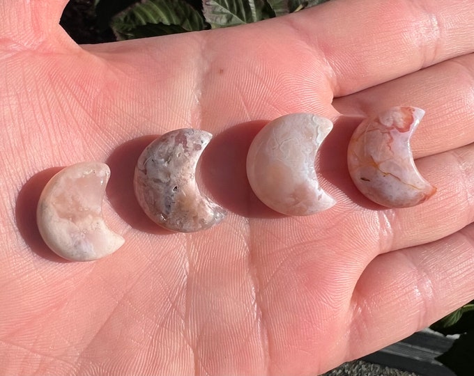 Mini Flower Agate Crystal Moon