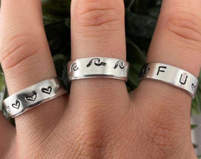 Assorted Hand-Stamped Silver Ring