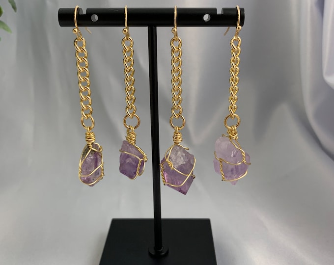 Amethyst Crystal Dangle Earrings