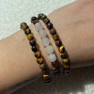 Tigers Eye Sterling Silver Bracelet, Beaded Bracelet, Crystal Bracelet, Crystal Jewelry, Handmade Jewelry, Tigers Eye, Rose Quartz, Silver