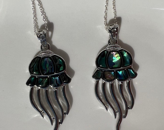 Jellyfish Abalone Shell Pendant Necklace