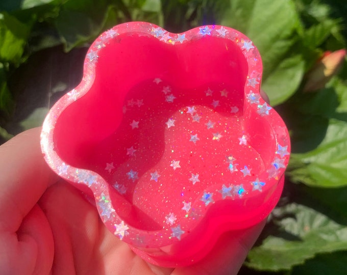 Pink Glow in the Dark Flower Jewelry Dish