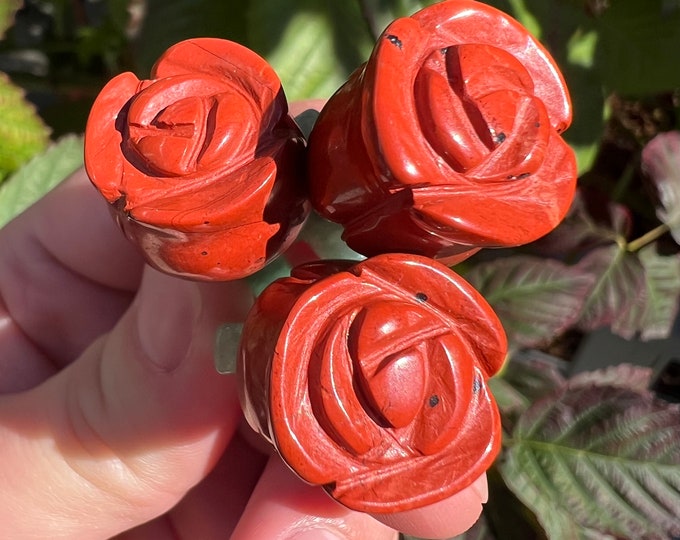 Red Jasper and Green Aventurine Crystal Rose