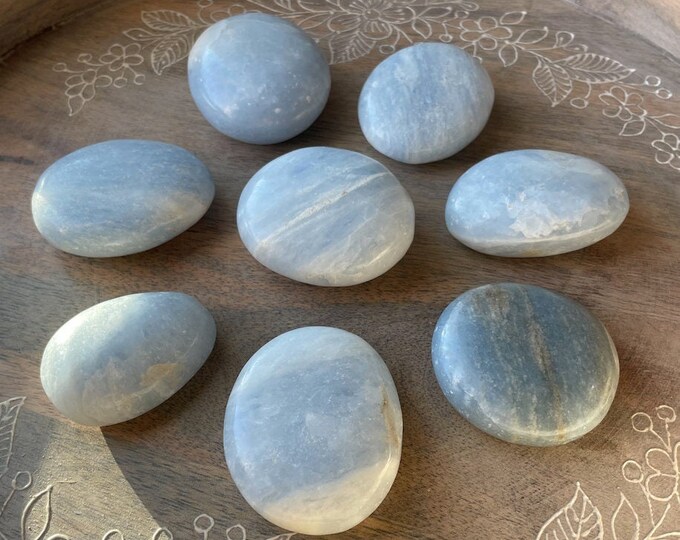 Blue Calcite Palm Stone Crystal