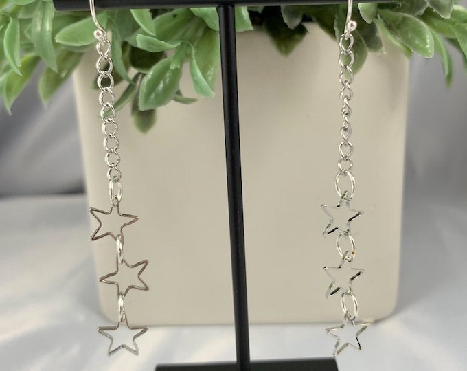 Silver Star Dangle Earrings