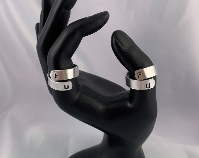F U Silver Wrap Monogram Rings