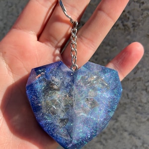 Blue Resin Heart Keychain, Heart Keychain, Keychain, Handmade Gift, Accessories, Resin, Resin Keychain, Heart Accessories, Girlfriend Gift