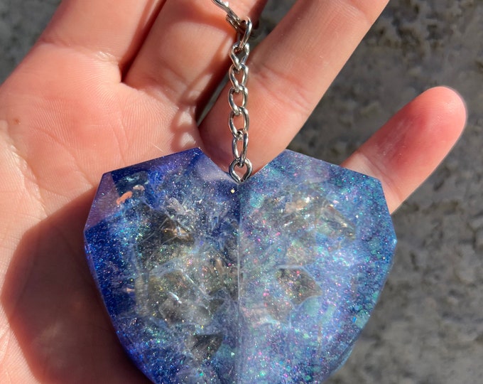 Blue Resin Heart Keychain / Purse Charm