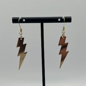 Lightning Bolt Earrings, Gold Earrings, Earrings, Handmade, Handmade Gift, Handmade Jewelry, Lightning Bolt, Jewelry, Dangle Earrings, Gold