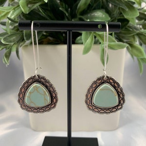 Blue Stone Dangle Earrings, Silver Earrings, Dainty Earrings, Earrings under 20, Gifts for her, Presents for her, Silver Jewelry, Handmade