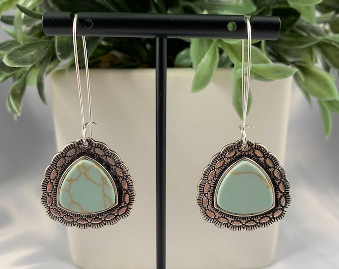 Blue Stone Dangle Earrings