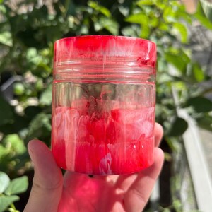 Red and White Resin Stash Jar, Stash Jar, Decorative Jar, Resin Art, Handmade Gift, Home Decoration, Smoker Gift, Handmade Gift, Resin Jar