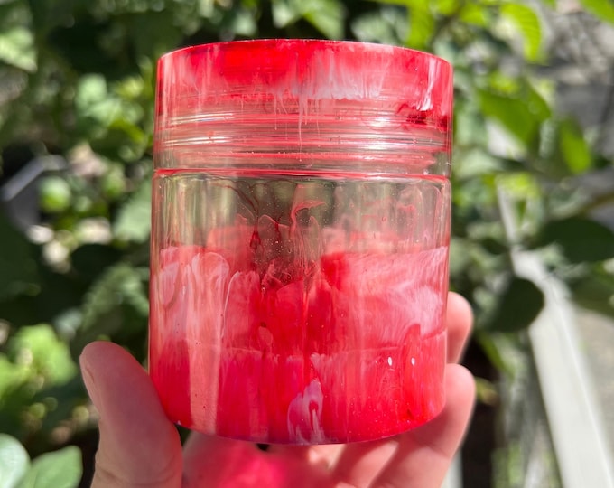 Red and White Resin Stash Jar