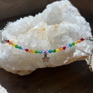 Rainbow Brite Collection Chasing Rainbows Necklace, Necklace, Handmade, Handmade Jewelry, Jewelry, Rainbow,Star Jewelry,Star,Silver Necklace