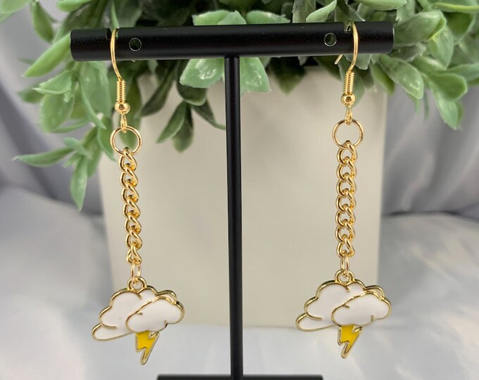 Lightning Cloud Gold Dangle Earrings