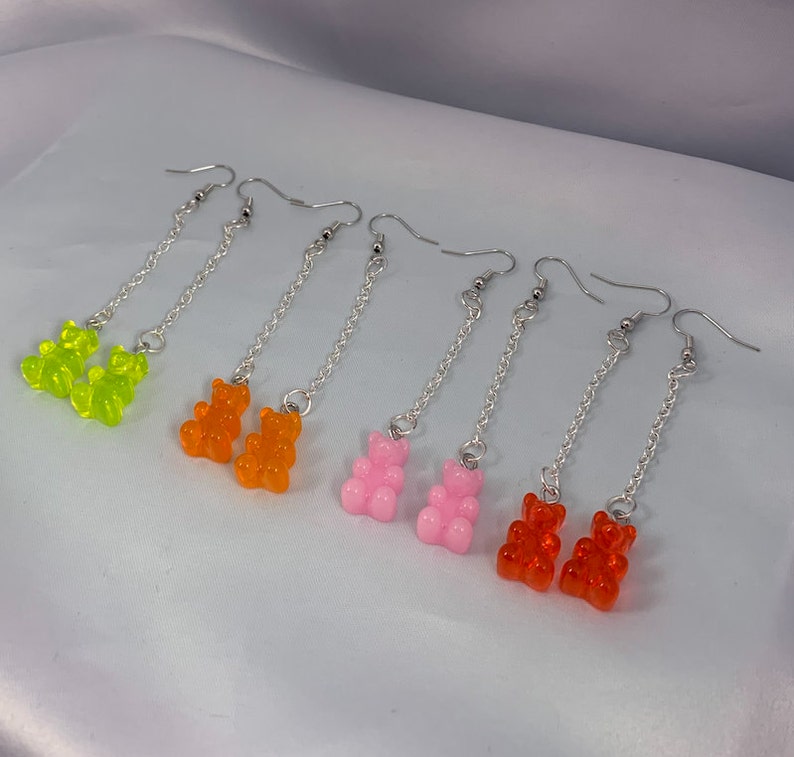 Assorted Gummy Bear Dangle Silver Earrings Gummy Bear Etsy assorted-gummy-bear-dangle-silver-earrings-gummy-bear-etsy