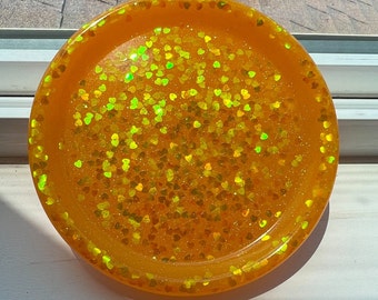 Yellow Glitter Jewelry Dish, Jewelry Dish, Ring Dish, Gifts for her, Handmade, Jewelry Storage, Trinket Box,Trinket Dish,Resin Tray,Handmade