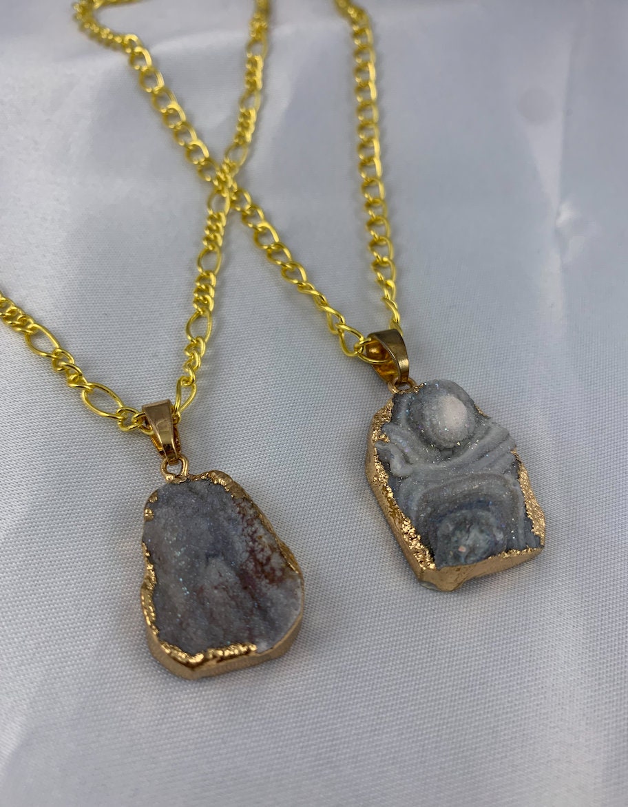 Gold Plated Geode Pendant Necklace