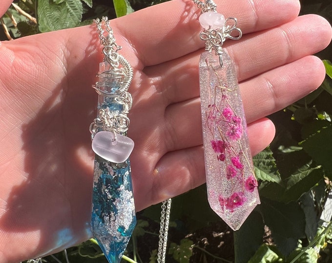 Resin Wire Wrapped Pendant Necklaces