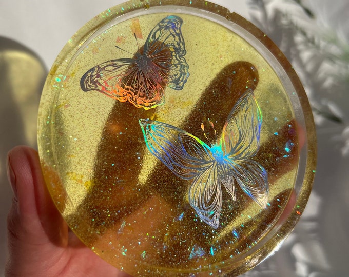 Yellow Butterfly Resin Ring Dish / Jewelry Dish