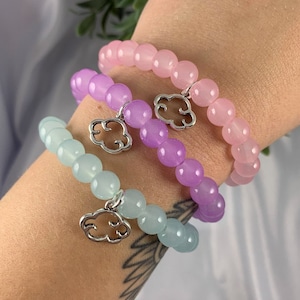 Cloudy Days Beaded Bracelet, Cloud Bracelet, Cloud Jewelry, Crystal Bracelet, Stackable Bracelet, Gifts for her, Minimalist,Presents for her