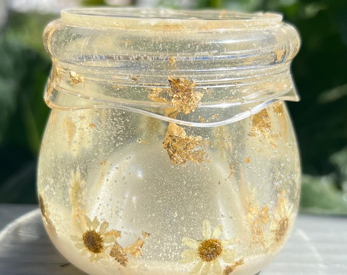 Flowers & Gold Foil Resin Stash Jar